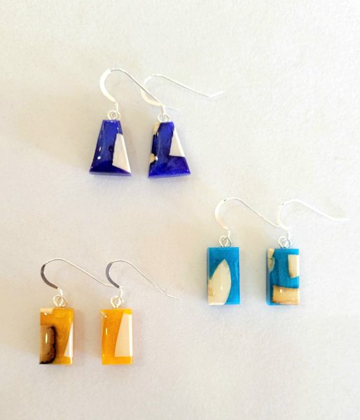 Mammoth Ivory & Ammolite Earrings