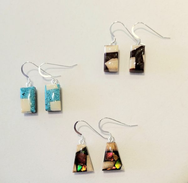 Mammoth Ivory & Ammolite Earrings