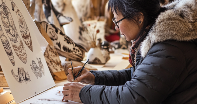 3csadmin_A_skilled_Canadian_Inuit_artist_drawing_a_traditiona_f217c68a-79f6-4c99-928e-afba49f07940_0